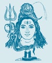 Drawing or sketch of Lord Shiva and Parvati editable outline illustration