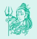 Drawing or sketch of Lord Shiva and Parvati editable outline illustration