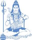 Drawing or sketch of Lord Shiva sitting and blessing vector illustration