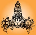 Drawing or Sketch of Lord Venkateshwara or Balaji vector line art. Editable Design Element