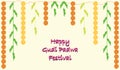 Drawing of Mango Leaves and Marigold and other Flower Toran with Wish of Happy Ugadi and Gudi Padwa Festival Greeting