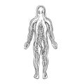 Alien Octopus Inside Human Body Drawing Black and White