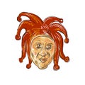 Court Jester Head Drawing Royalty Free Stock Photo