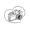 Vintage 35mm SLR Camera Heart Drawing Royalty Free Stock Photo