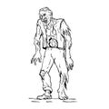 Zombie Walking Front Drawing