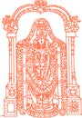 Sketch of Tirumala Tirupati God Lord Venkateshwara or Srinivasa Outline Editable Vector Illustration