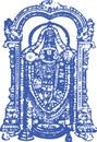Sketch of Tirumala Tirupati God Lord Venkateshwara or Srinivasa Outline Editable Vector Illustration Royalty Free Stock Photo