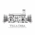 drawing sketch Villa Erba Lake Como