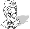 Drawing of a Small Sitting Funny Santa Claus