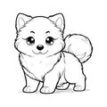 A drawing of a small white dog with big eyes on a white background. Royalty Free Stock Photo