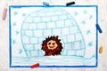 Drawing:  Smiling eskimo in igloo Royalty Free Stock Photo