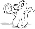 Drawing of a Smiling Sea Lion Holding a Beach Ball