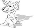 Drawing of a Smiling Standing Kangaroo Pointing with a Finger on its Paw Royalty Free Stock Photo