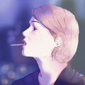 A drawing of a smoking girl Royalty Free Stock Photo