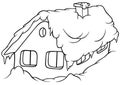 Drawing of a Snowy Cottage Royalty Free Stock Photo