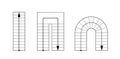 Drawing stairs, stairway top view. Architectural set.