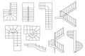 Drawing stairs, stairway. Top view and sectional view. Architectural set