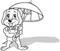 Drawing of a Standing Doggy with an Umbrella in its Paws