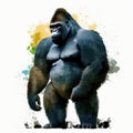 drawing standing gorilla monkey paint watercolor Generative AI Royalty Free Stock Photo