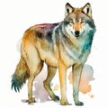drawing standing wolf watercolor Generative AI
