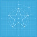 Drawing star pentahedron Royalty Free Stock Photo