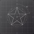 Drawing star pentahedron Royalty Free Stock Photo