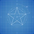 Drawing star pentahedron Royalty Free Stock Photo