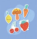 Fruit stickers illustrations