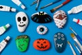 Drawing on stones Halloween characters