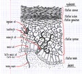 Drawing of the structure of the human epidermis