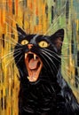 black screaming cat, angry cat, cat screaming generated by ai, generative assistant.
