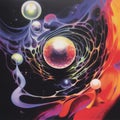 Colorful And Glowing Sphere A Fluid And Imaginative Painting Royalty Free Stock Photo