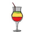 Drawing summer cocktail glass alcohol multicolor