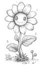A drawing of a sunflower with a smiley face Royalty Free Stock Photo
