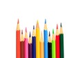 Drawing supplies: assorted color pencils on white