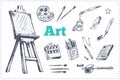 Drawing supplies or tools for artist. Vector set Royalty Free Stock Photo