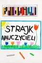 Drawing: Teachers strike in Poland.