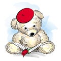 Drawing Teddy Bear with book Royalty Free Stock Photo
