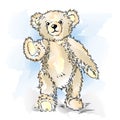 Drawing Teddy Bear with bow Royalty Free Stock Photo