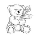 Drawing Teddy Bear with flower Royalty Free Stock Photo