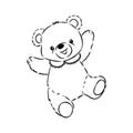 Drawing Teddy bear isolated on a white background teddy bear, vector sketch Royalty Free Stock Photo