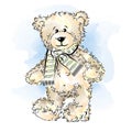 Drawing Teddy Bear with scarf Royalty Free Stock Photo