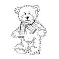 Drawing Teddy Bear with scarf Royalty Free Stock Photo