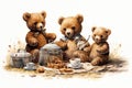 Drawing of a Teddy bears picnic Royalty Free Stock Photo