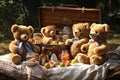 Drawing of a Teddy bears picnic Royalty Free Stock Photo