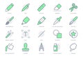 Drawing tool line icons. Vector illustration include icon - pencil, paintbrush, divider, magic wand, wax crayon, marker Royalty Free Stock Photo