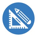 Drawing tools icon, blue geometry equipment Royalty Free Stock Photo