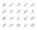 Drawing tools line icons set. Pen, pencil, paintbrush, dropper, stamp, smudge, paint bucket minimal vector illustrations Royalty Free Stock Photo