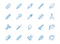 Drawing tools line icons set. Pen, pencil, paintbrush, dropper, stamp, smudge, paint bucket minimal vector illustrations Royalty Free Stock Photo