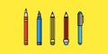 Drawing Tools, Pen, Pencils, Water Colour, Set of Symbol and Icon Vector Design